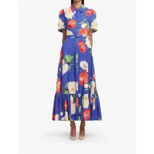 NEW LEO LIN becca short sleeve midi dress in poppy print